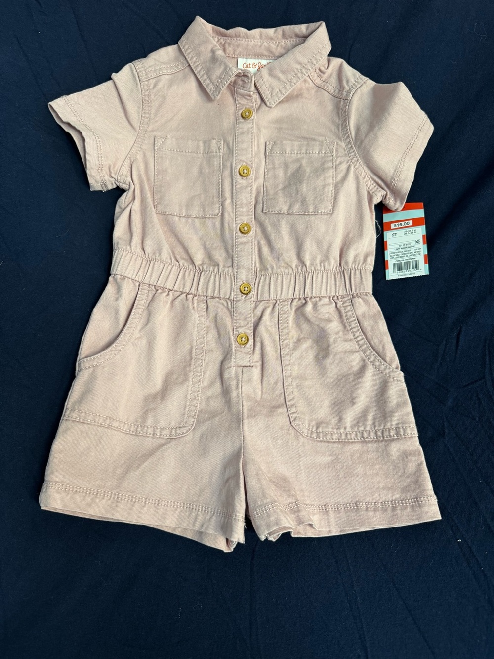 Cat & Jack Blush Pink Short Sleeve Utility Romper